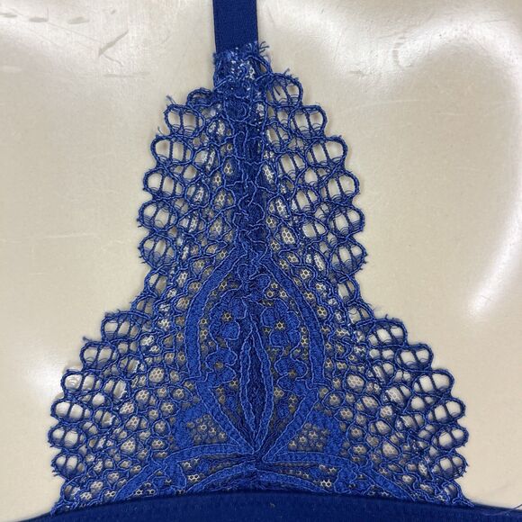 Victoria's Secret Front Close Lace Bralette Bra Size L Blue Body By Victoria - Picture 11 of 14